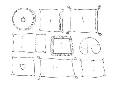 Types of sleeping pillows set Stock Illustration