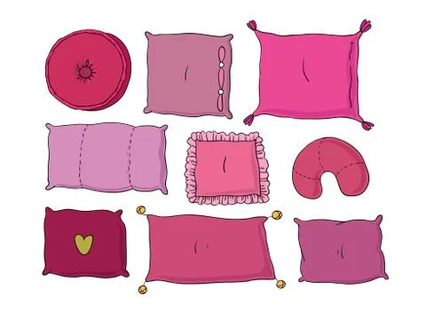 Types of sleeping pillows set Stock Illustration