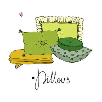 Types of sleeping pillows set Stock Illustration