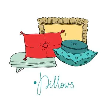 Types of sleeping pillows set Stock Illustration