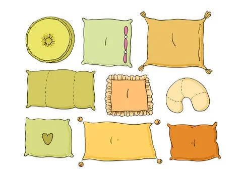 Types of sleeping pillows set Stock Illustration