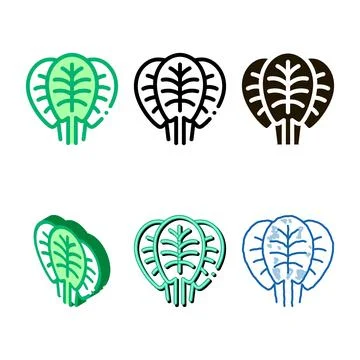Types spinach leaves icon vector outline Stock Illustration