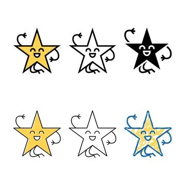 Types star geometric shape character color icon vector Stock Illustration