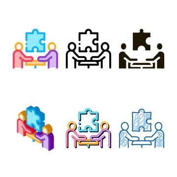 Types teamwork people icon vector outline Stock Illustration