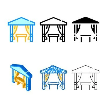 Types tent with table for eating color icon vector Stock Illustration