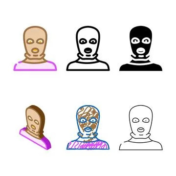 Types thief mask face color icon vector Stock Illustration