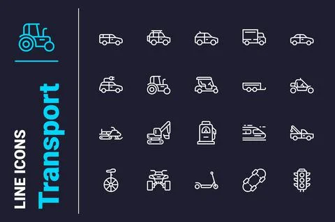 Types of transportation icons set Stock Illustration