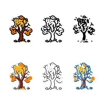 Types tree autumn color icon vector Stock Illustration