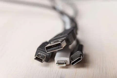 Types of USB connectors.  Stock Photos
