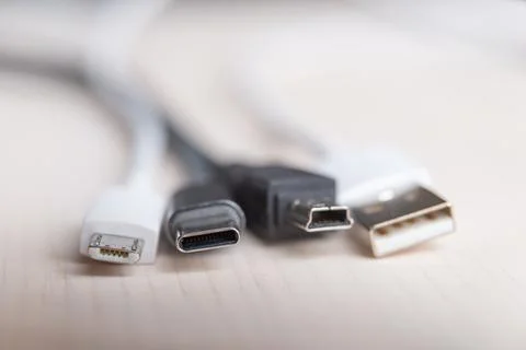 Types of USB connectors.  Stock Photos