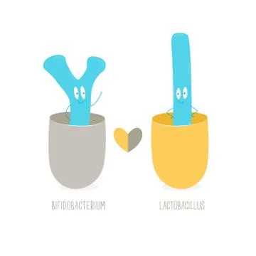 Types of useful probiotics in the capsule. Vector illustration. 스톡 일러스트