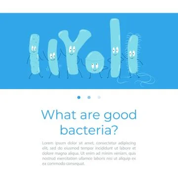 Types of useful probiotics. Vector illustration, website template. 스톡 일러스트