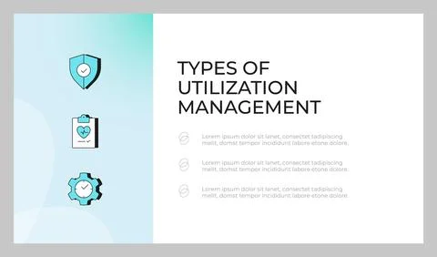 Types of utilization management presentation slide template Stock Illustration