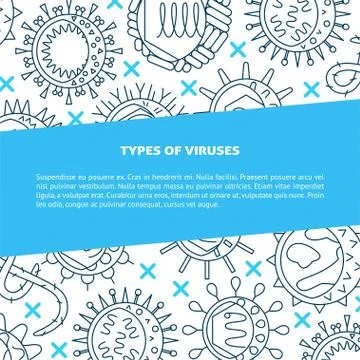 Types of viruses banner in line style Stock Illustration