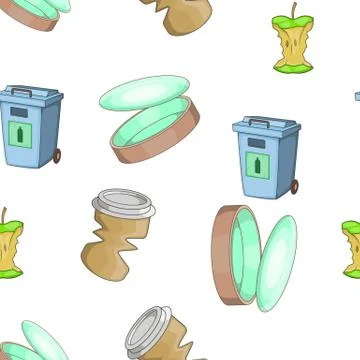 Types of waste pattern, cartoon style Stockillustratie