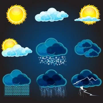 Types of weathers Stock Illustration