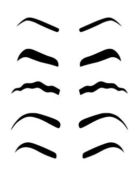 Types of women's eyebrows. Vector Illustration. Eyebrow waves. A new trend 2018 Stock Illustration