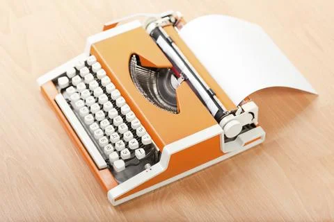 Typescript hand typing typewriter blank paper text Stock Photos