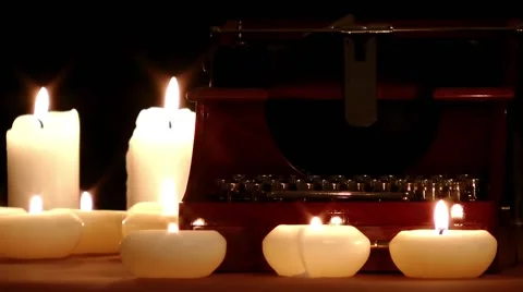 Typewriter and candles  Stock Footage 62958589