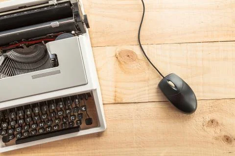 The typewriter and mouse Stock Photos