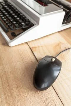 The typewriter and mouse Stock Photos