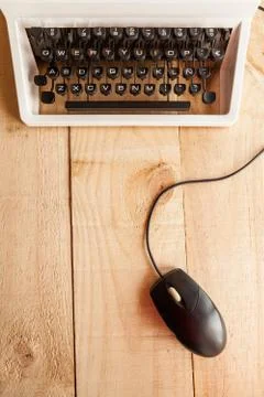 The typewriter and mouse Stock Photos