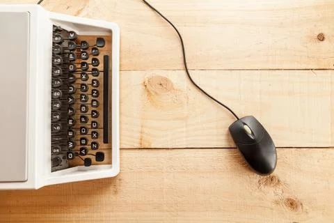 The typewriter and mouse Stock Photos