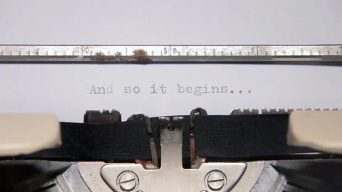 Typewriter and so it begins Video stock 108489693