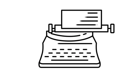 Typewriter animated icon displaying vintage writing machine outline Vídeo Stock 341962129