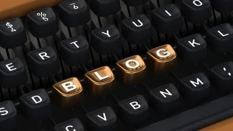 Typewriter with Blog buttons Stock Illustration