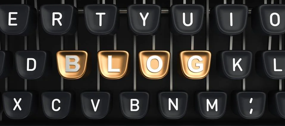 Typewriter with Blog buttons Stock Illustration