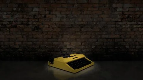 Typewriter on brick wall Stock Illustration