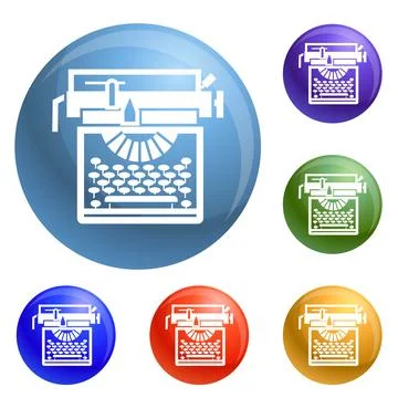 Typewriter classic icons set Stock Illustration