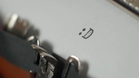 Typewriter, close up of typing happy emotion :D Video stock 87327103