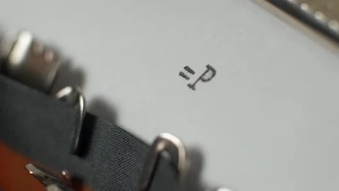 Typewriter, close up of typing tongue out emotion =P Video stock 87327022