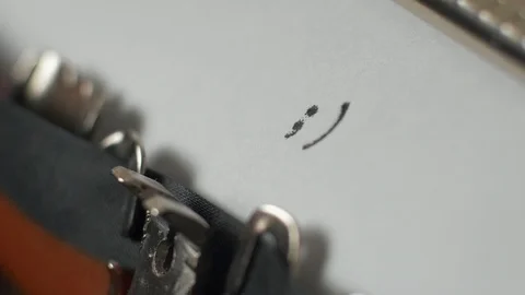 Typewriter, close up of typing winking emotion ;) Stock-Footage 87327084