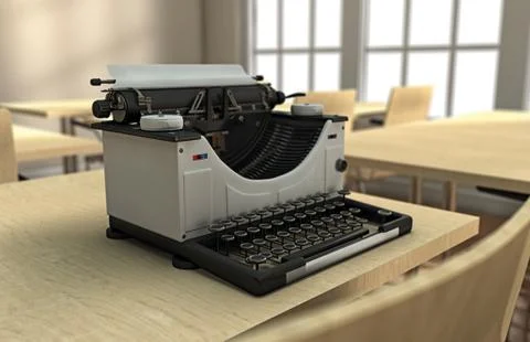 Typewriter on a desk Illustrazione stock