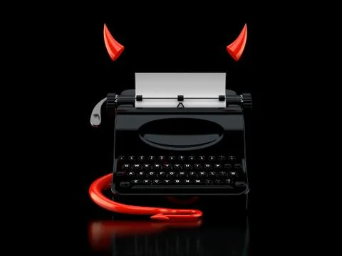 Typewriter with devil horns and tail Stock Illustration