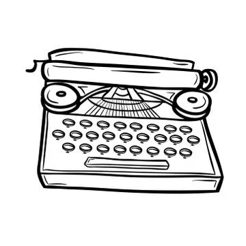 Typewriter in doodle style Stock Illustration