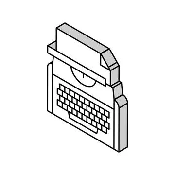 Typewriter equipment isometric icon vector illustration Stock Illustration