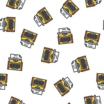 Typewriter equipment vector seamless pattern Stock Illustration