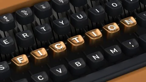 Typewriter with FICTION buttons Stock Illustration