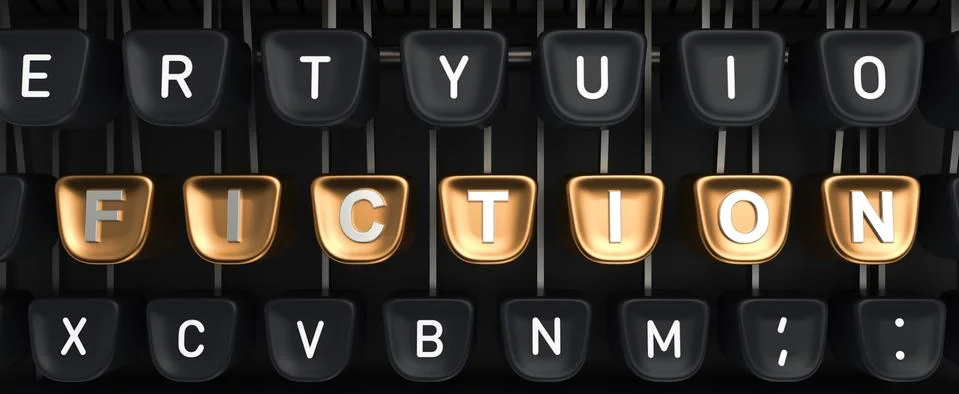 Typewriter with FICTION buttons Stock Illustration