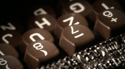 Typewriter. Finger tapping in key. Stock Footage 10823044