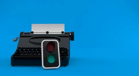 Typewriter with green traffic light Stock Illustration