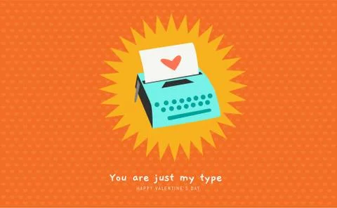 Typewriter with heart on the paper. Valentine's vector illustration Stock Illustration