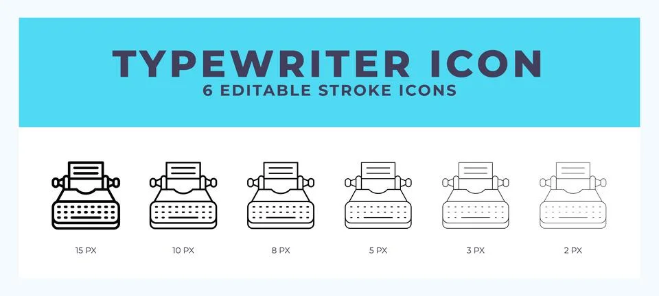 Typewriter icon with different stroke. Editable stroke. Vector illustration. Stock Illustration