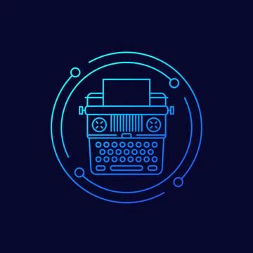 Typewriter icon, linear vector design 스톡 일러스트