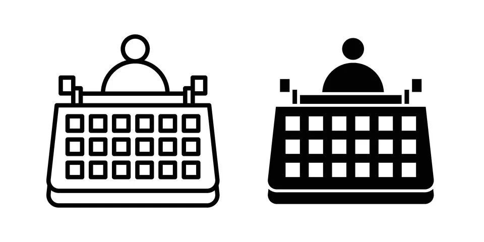 Typewriter icon pack with silhouette and stroke web icons Stock Illustration