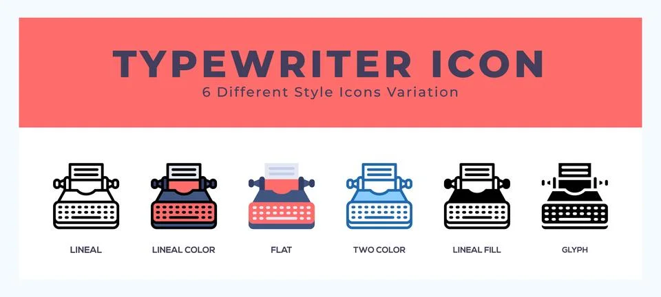 Typewriter icon set pack vector illustration. Stock Illustration